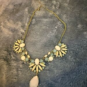 Elegant Gold and White Statement Necklace